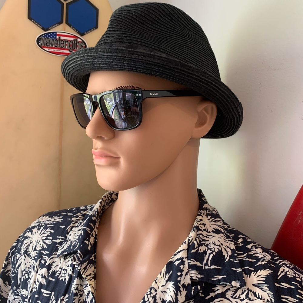 Black Lost Ribbed Fedora Hat